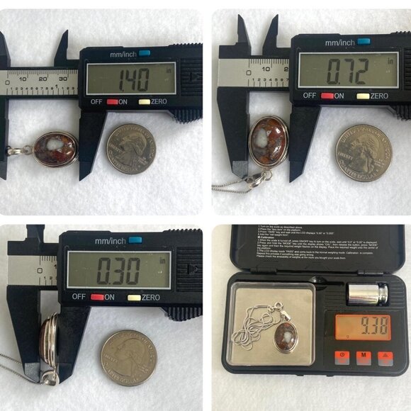 Sterling Silver 925 Oval Bezel Set Brecciated Jasper Pendant Necklace 18.5" - Picture 10 of 16